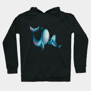 Mother Whale and Baby Turtle Art Cute Funny Gift Whale Sea Beach Summer Animals Love Cute Funny Gift Sarcastic Happy Fun Witty Good Spiritual Depression Anxiety Gift Hoodie